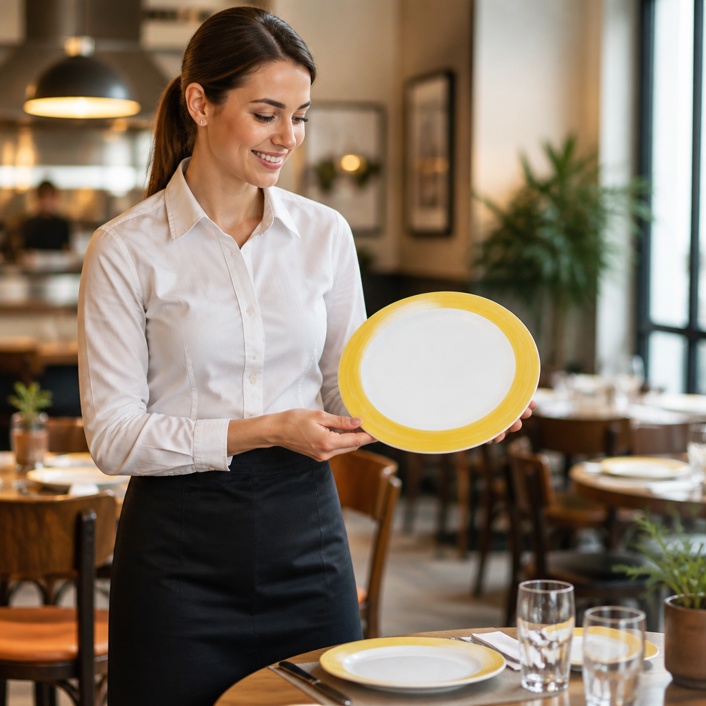 Dinner Plates Coloured Rim 235mm Glass for Healthcare & Catering (Pack of 24)