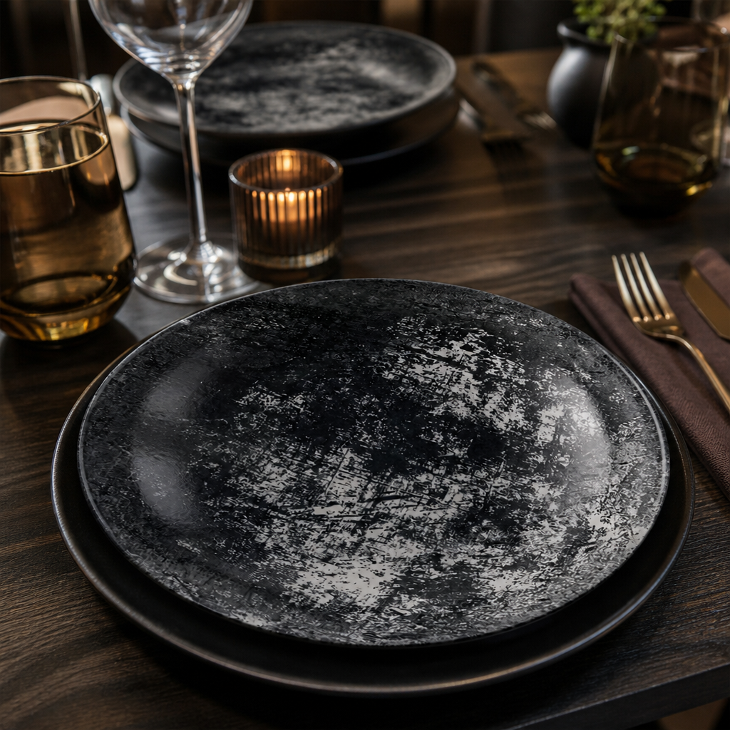 Deep Coupe Plates 254mm Black China for Contemporary Dining (Pack of 12)