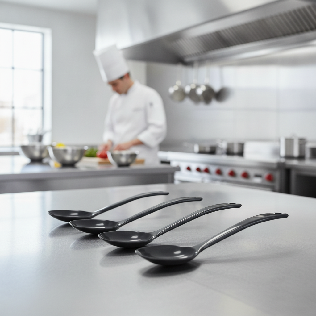Melamine Black Serving Spoon 7" for Commercial Kitchens