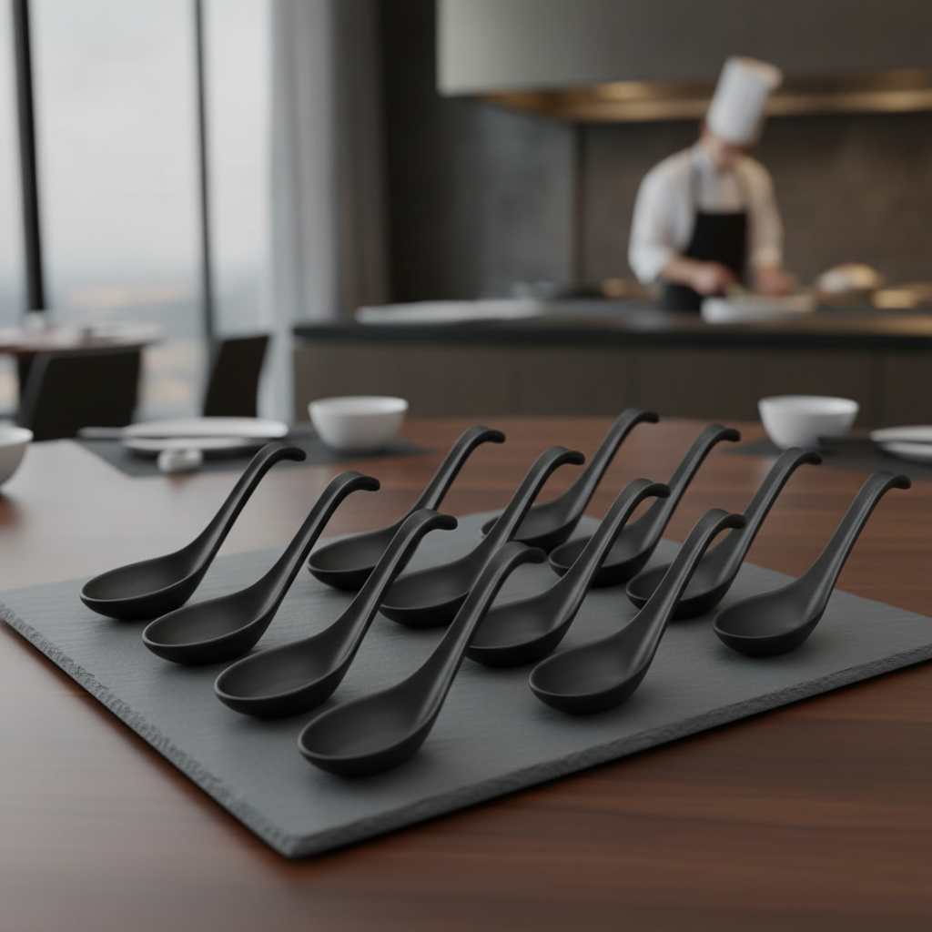 Melamine Long Spoons 160x50mm for Asian Cuisine (Pack of 12)