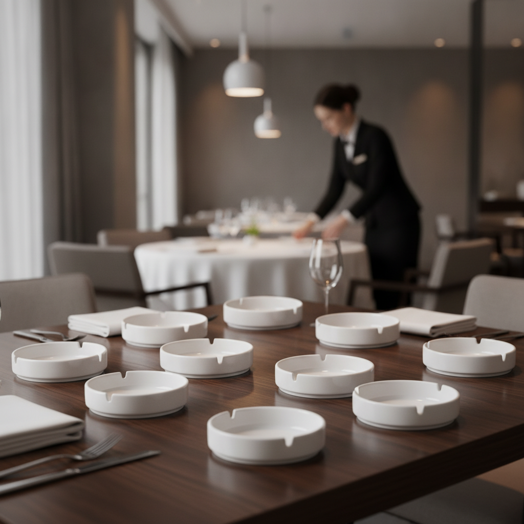 Porcelain White Stacking Ashtrays 75mm for Fine Dining (Pack of 12)