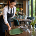 Extra-Large Oval Plates Green Vitrified Ceramic 349mm for Dining Services (Pack of 6)