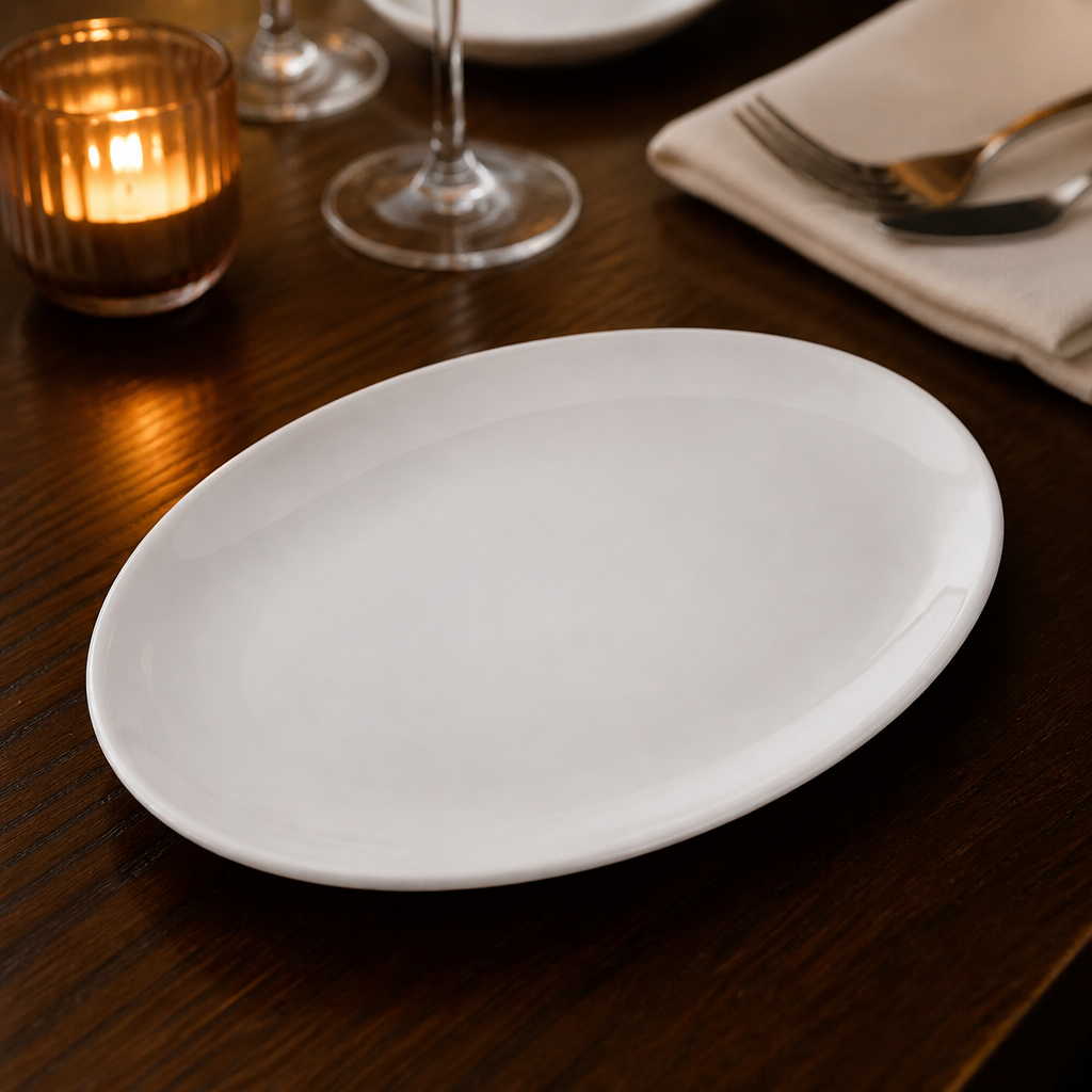 Oval Plates 210mm White Porcelain for Elegant Table Settings (Pack of 24)