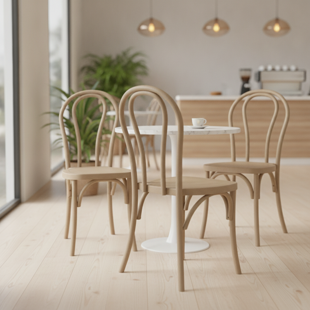 Polypropylene Brown Bentwood Style Chairs 911x420mm for Cafés & Bistros (Pack of 4)