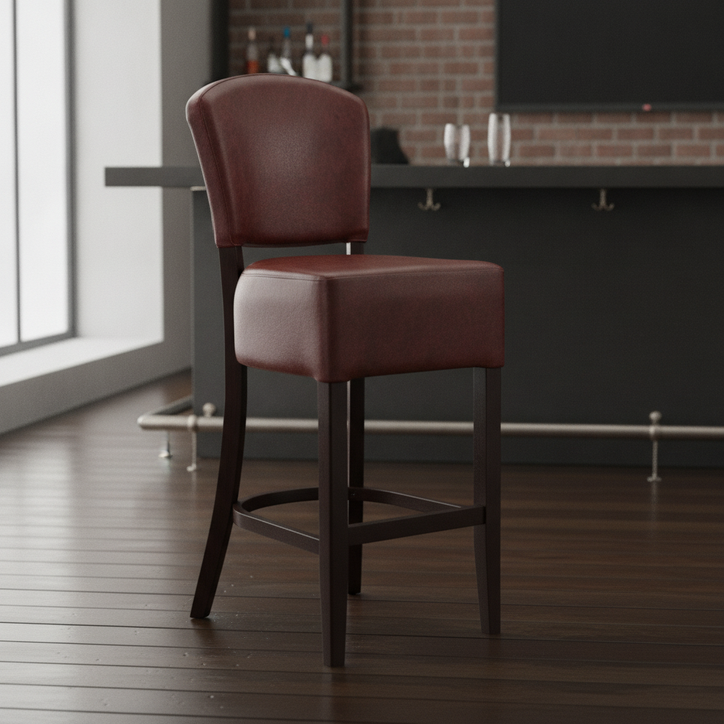 Faux Leather Bar Chair in Dark Walnut 1175mm for Commercial Spaces