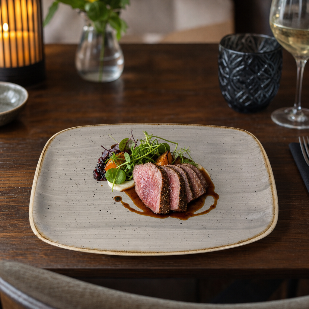 Rectangular Plates Grey Vitrified Ceramic for Stylish Dining (Pack of 12)