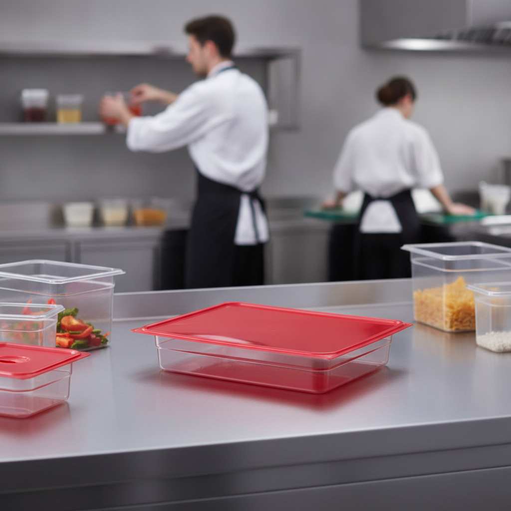 Polypropylene Red Seal Lid for Food Safety Management