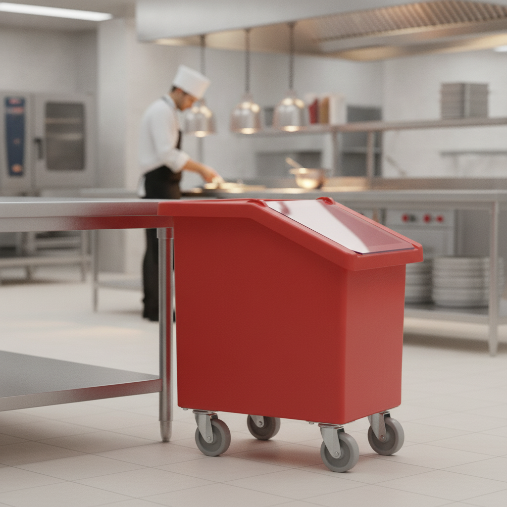 Polyethylene Mobile Ingredient Bin 90L for Food Storage