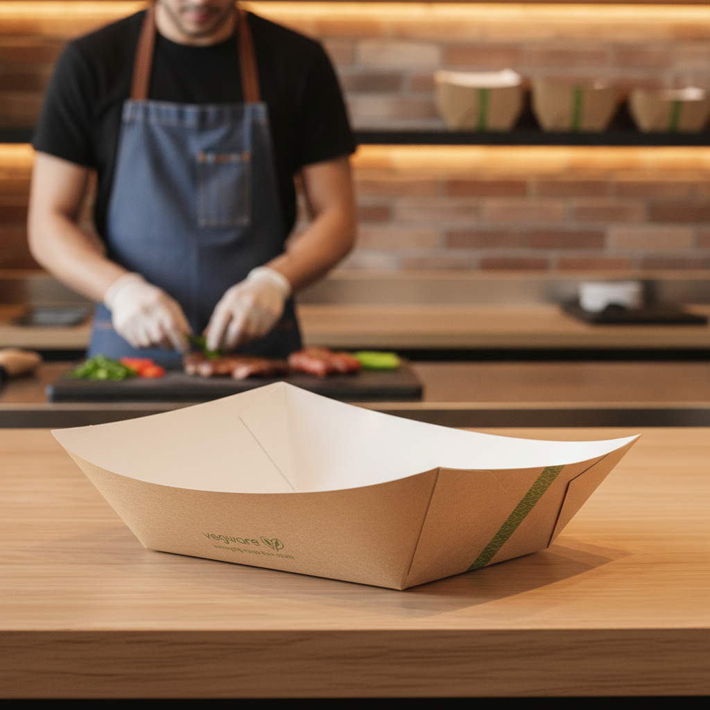 Kraft Paperboard Food Tray 130mm for Serving Street Food (Pack of 300)
