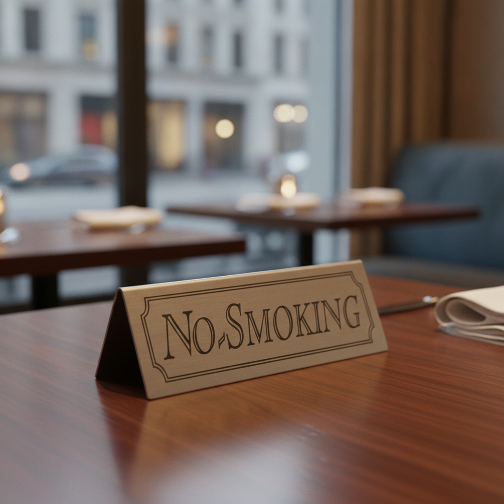 Stainless Steel No Smoking Sign 38x120mm for Public Spaces