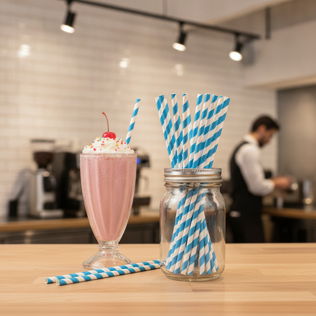 Biodegradable Paper Straws 200mm for Retro Milkshakes (Pack of 250)
