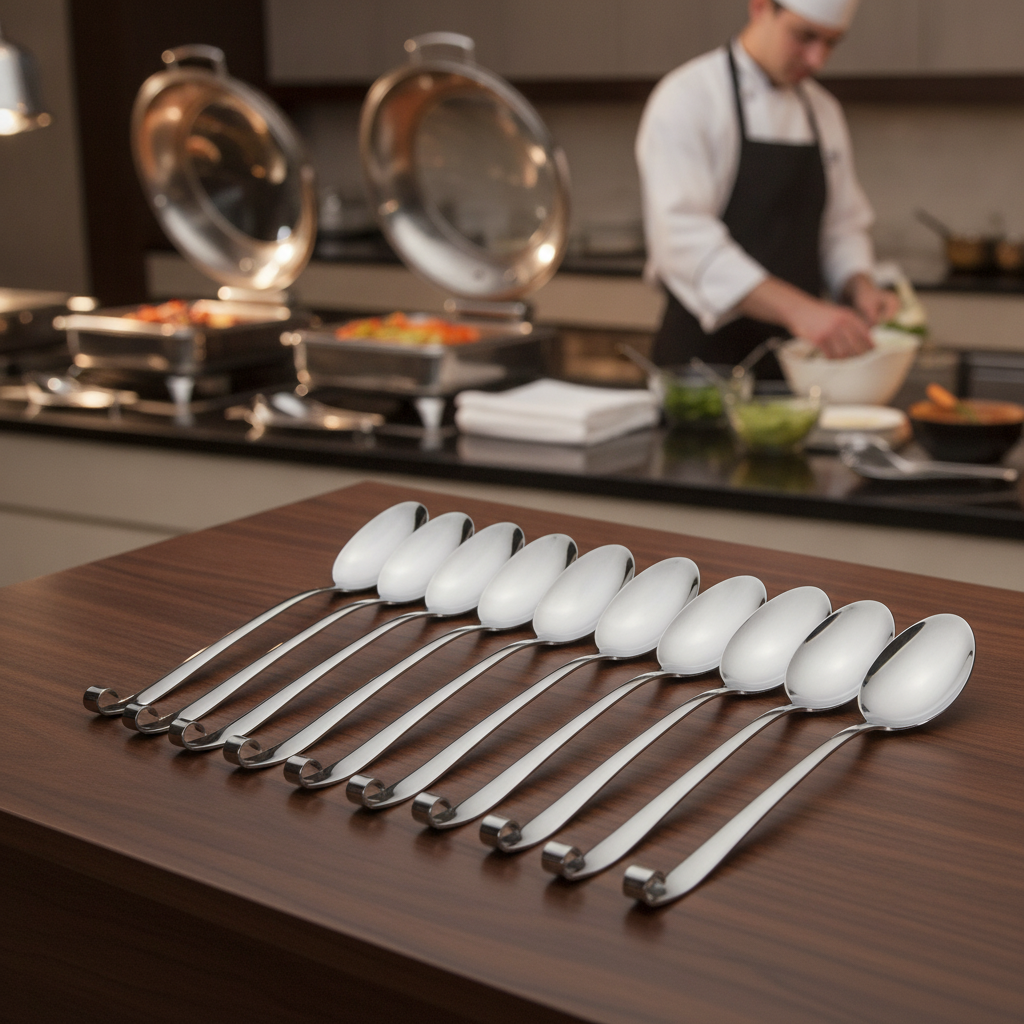 Stainless Steel Serving Spoons 300mm for Buffet Presentation (Pack of 10)