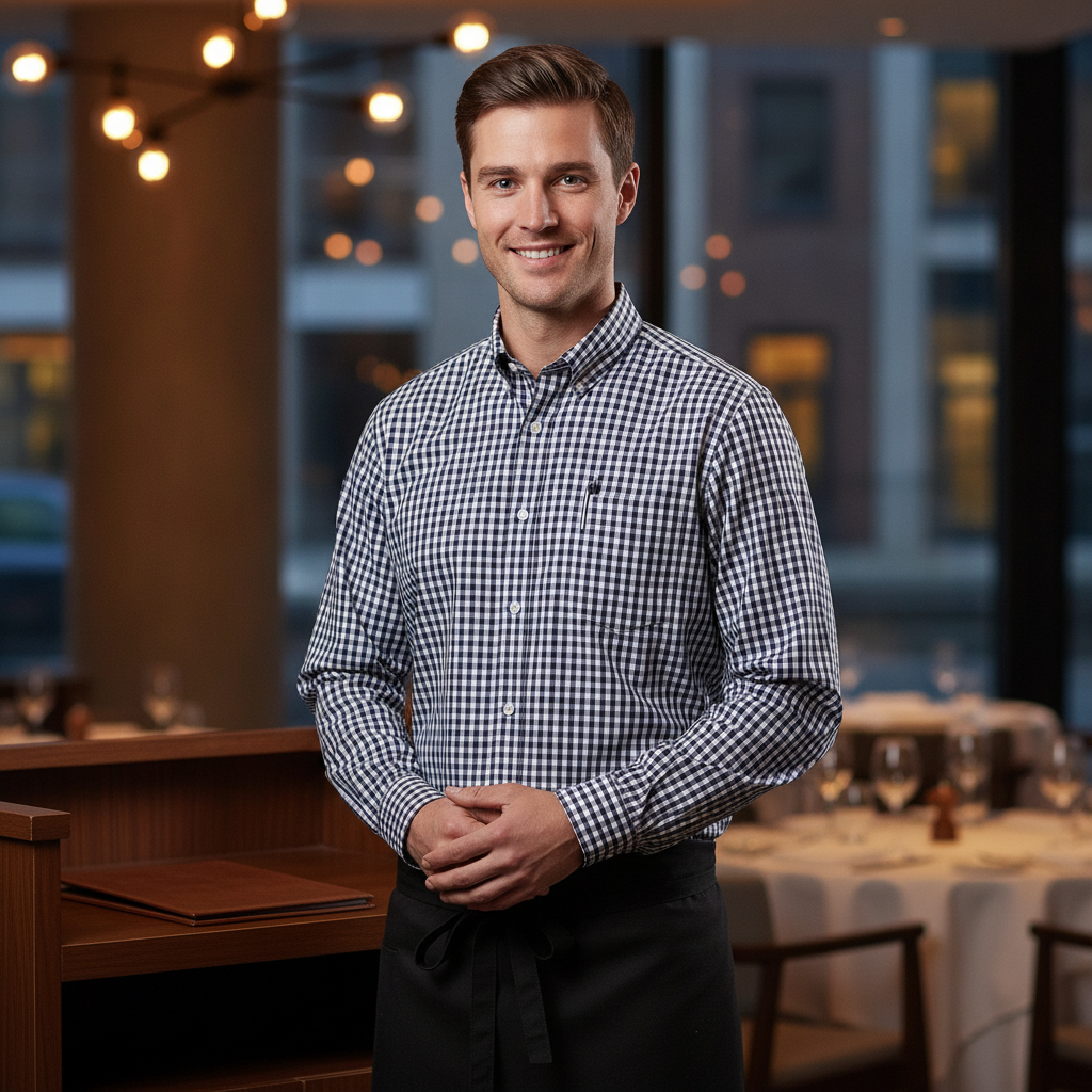 Polycotton Dark Navy Chef Shirt for Front of House Uniform