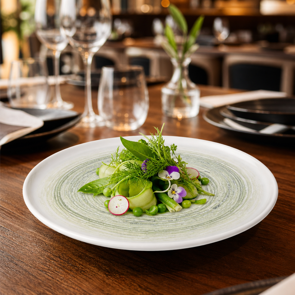 Walled Plates 160mm Vitrified Ceramic for Presenting Fresh Produce (Pack of 6)