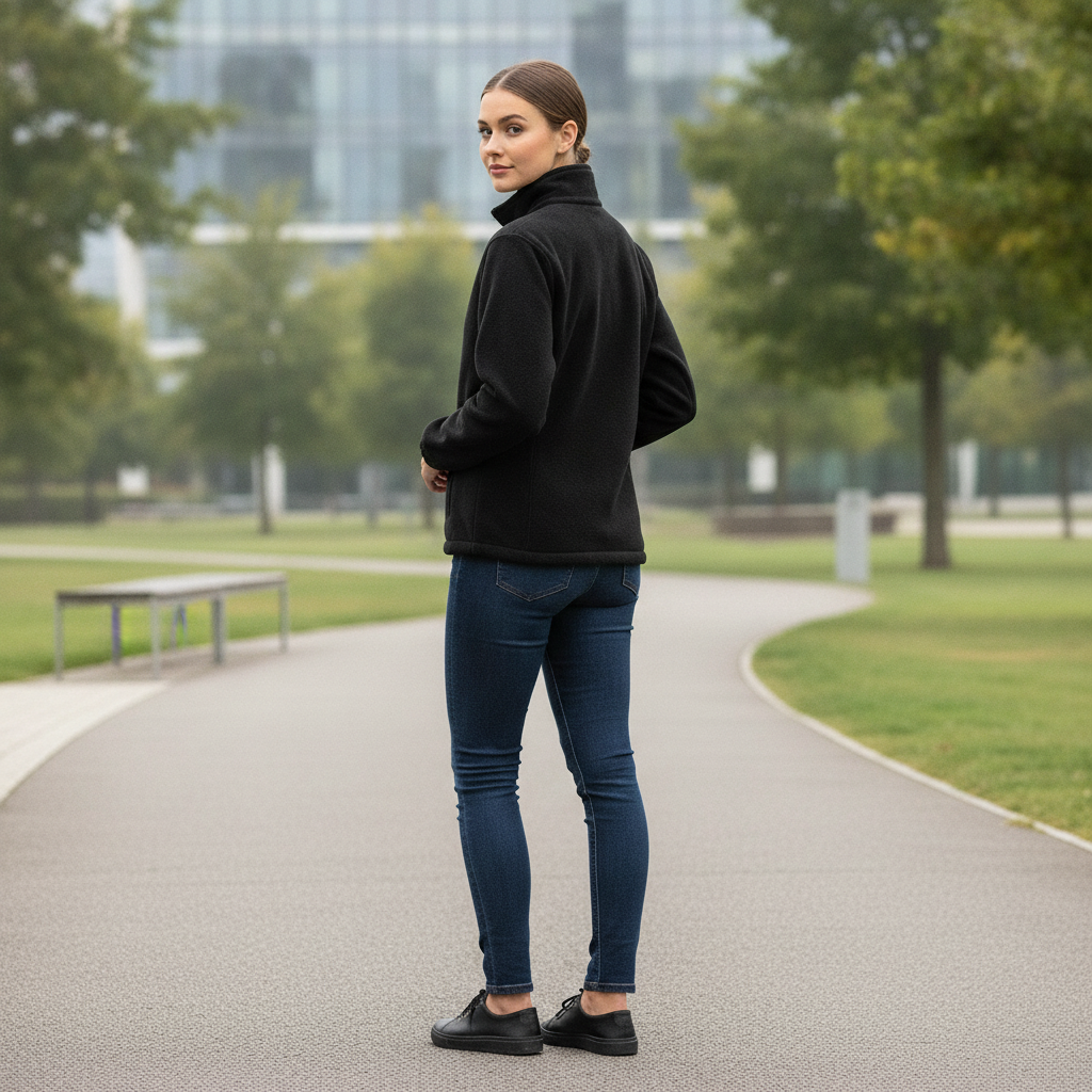 Black Polyester Fleece with Zipped Pockets for Everyday Comfort