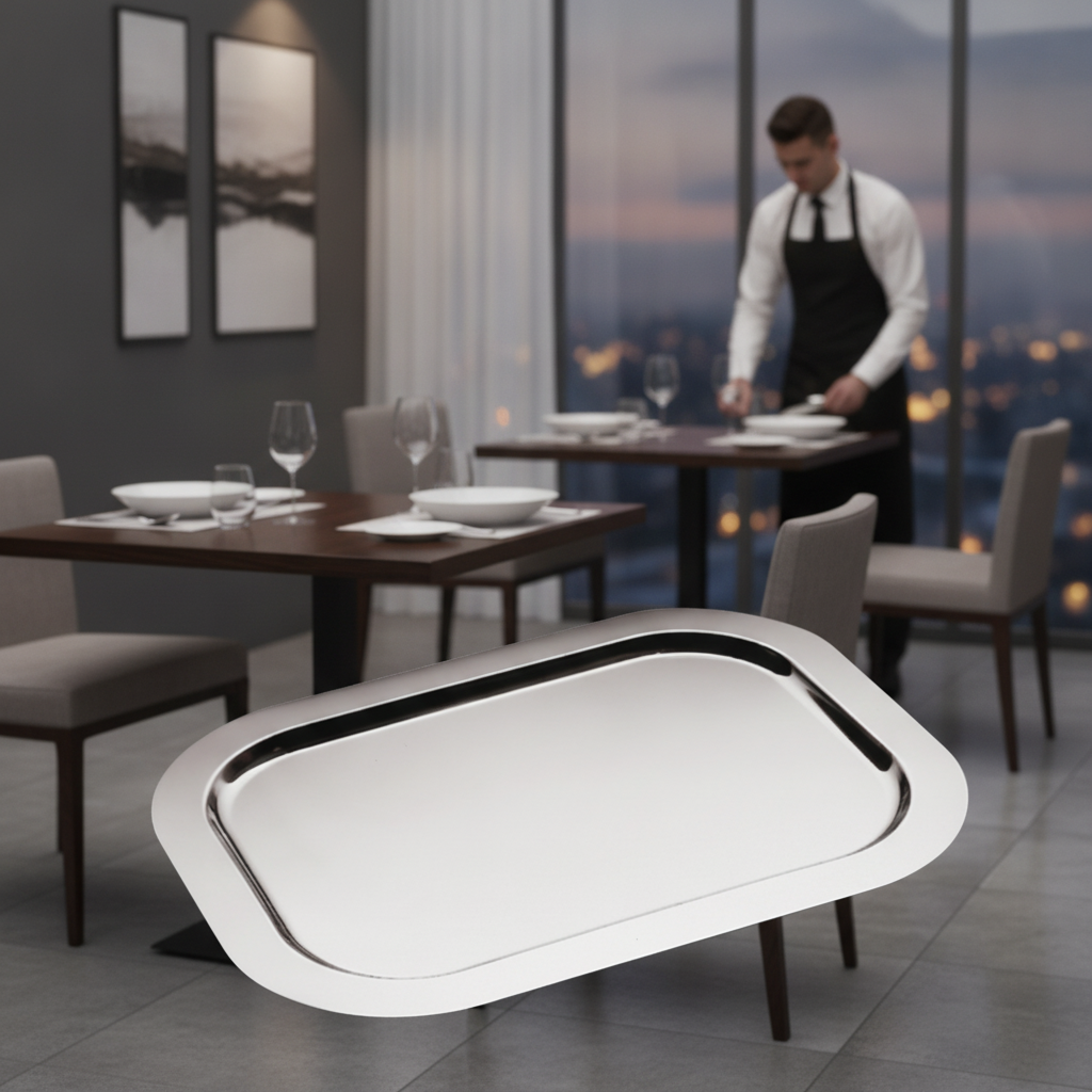 Stainless Steel Rectangular Tray 580x420mm for Elegant Serving