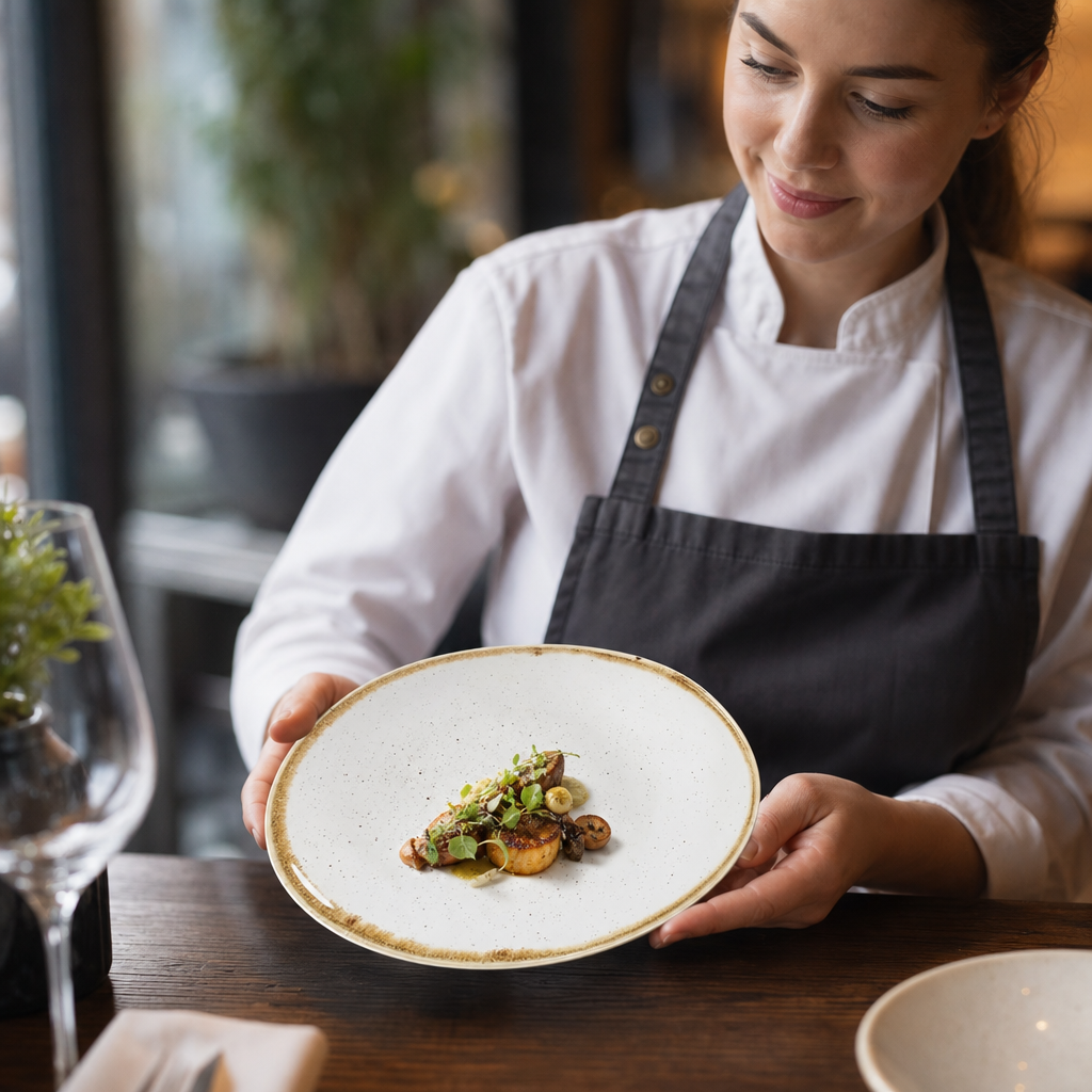 Stonecast Round Dishes in Barley White 185mm for Elegant Dining