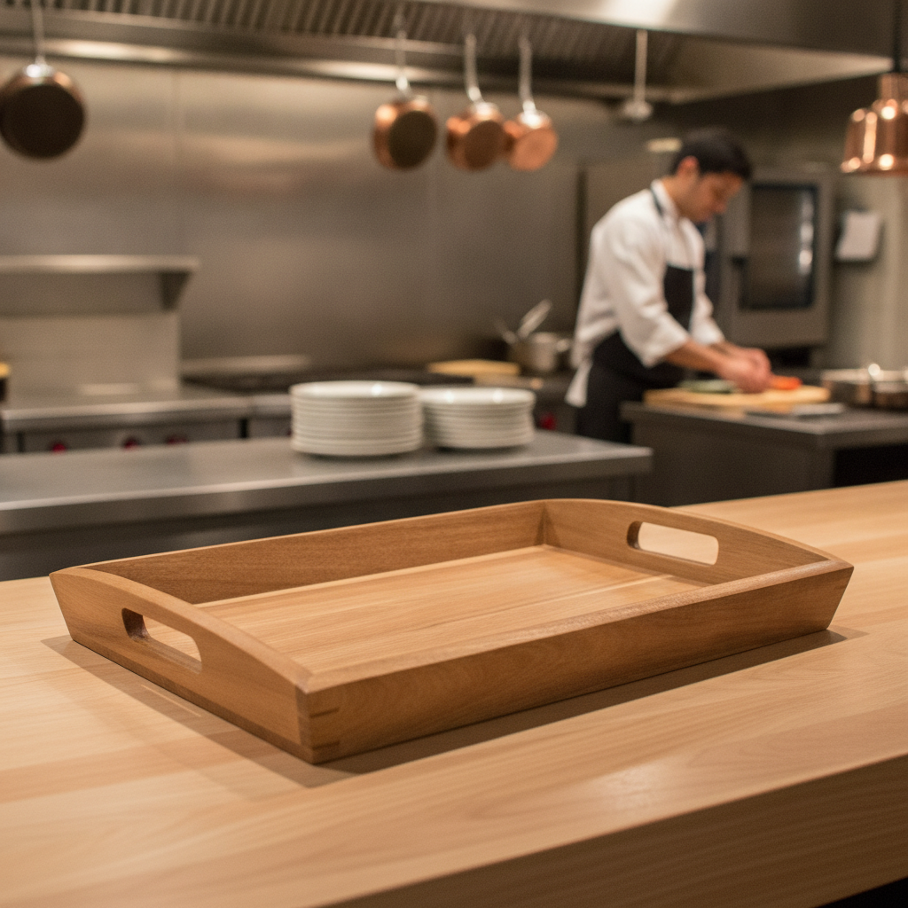 Acacia Wood Rectangular Tray 500mm for Room Service