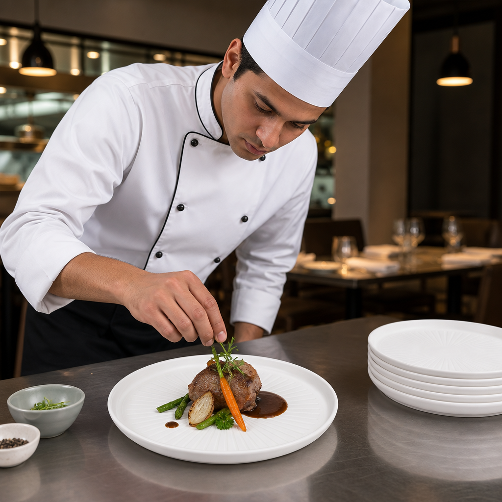 Walled Plates 210mm Vitrified Ceramic for Culinary Presentation (Pack of 6)