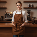 Polycotton Brown Short Bib Apron for Front of House Service