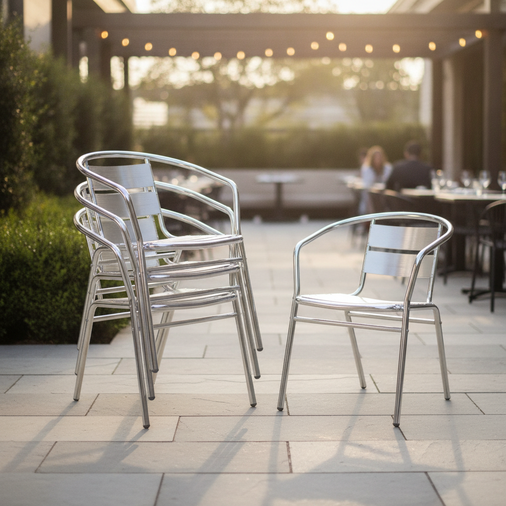 Aluminium Stacking Chairs 735x530mm for Indoor & Outdoor Use (Pack of 4)