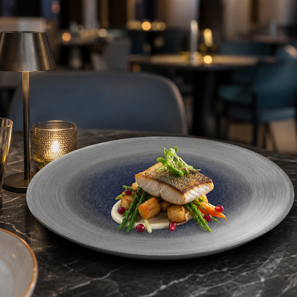 Deep Coupe Plates Grey Vitrified Porcelain for Elegant Dining (Pack of 12)