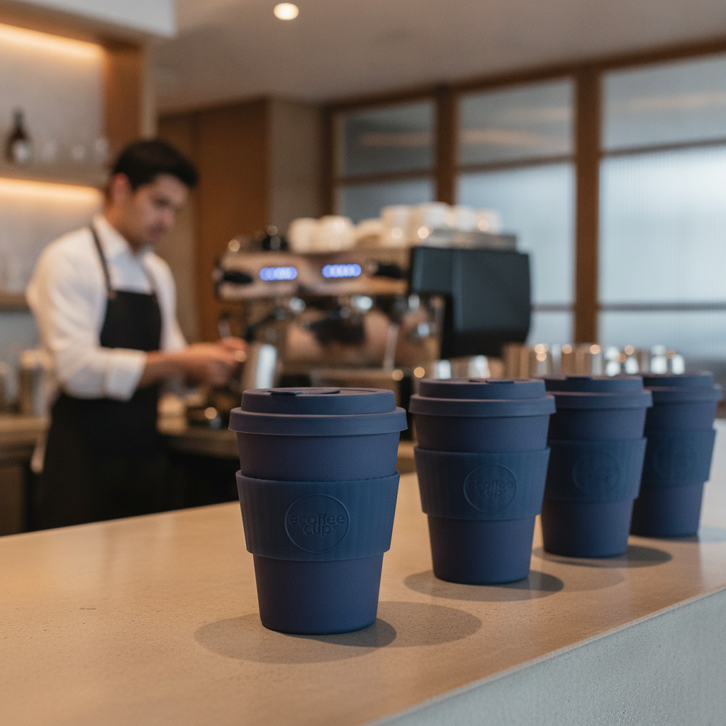PLA Reusable Coffee Cup 340ml with Silicone Sleeve for Cafés