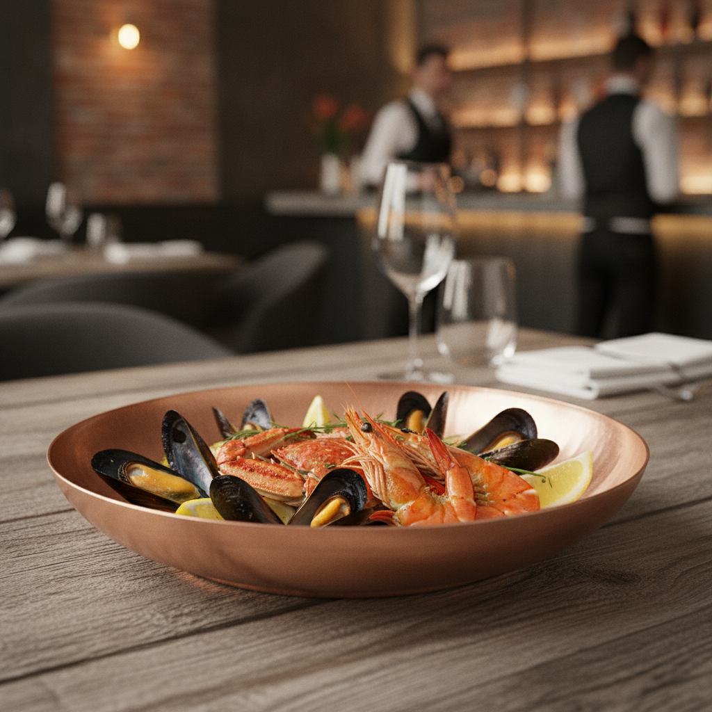 Stainless Steel Seafood Serving Bowl 245mm for Elegant Dining
