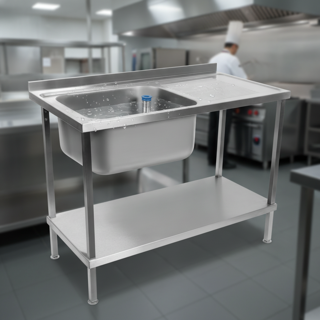 304 Stainless Steel Double Sink Unit 1200mm for Commercial Kitchens