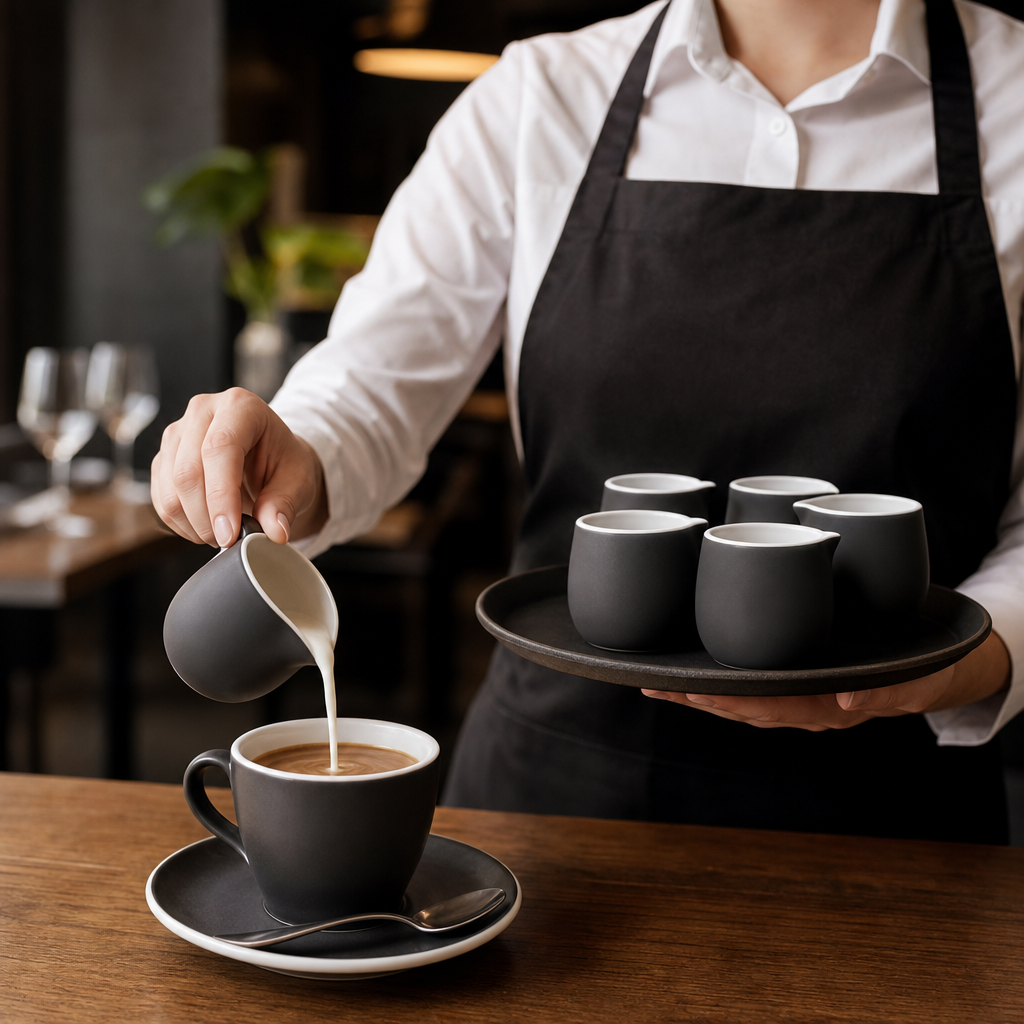 Stoneware Milk Jug 70ml in Charcoal for Caf? (Pack of 6)