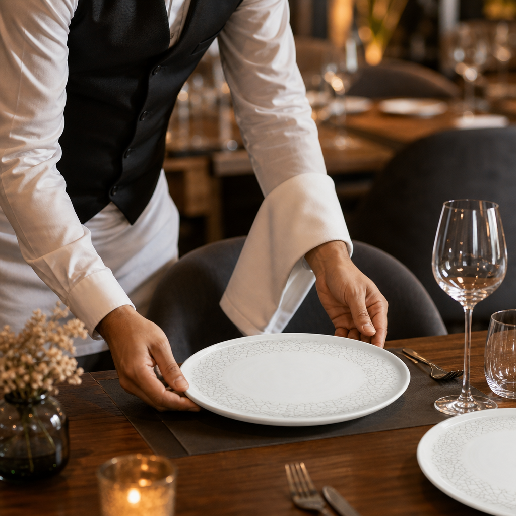 Grey Walled Plates 210mm Charcoal Vitrified Ceramic for Dining (Pack of 6)