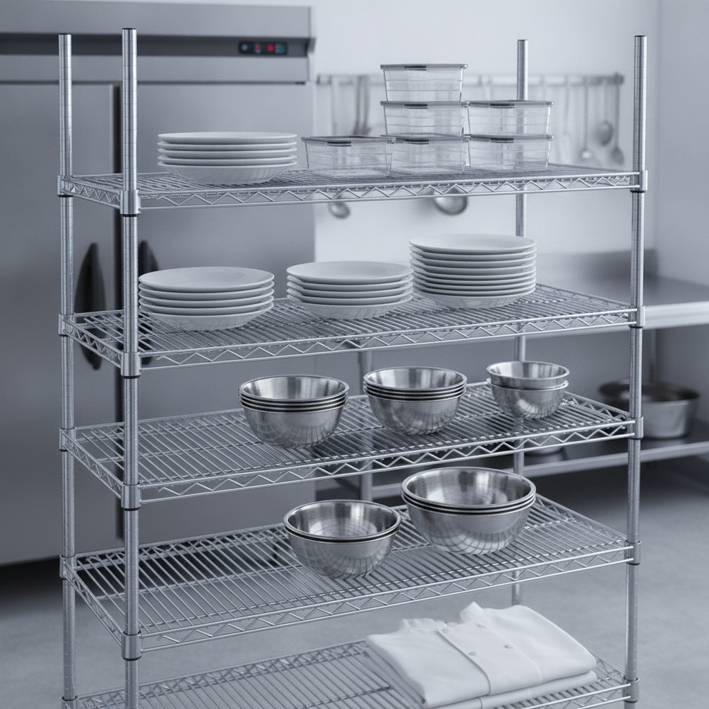 Zinc Coated Steel Chrome Wire Shelves 1220x457mm for Kitchen Storage (Pack of 2)