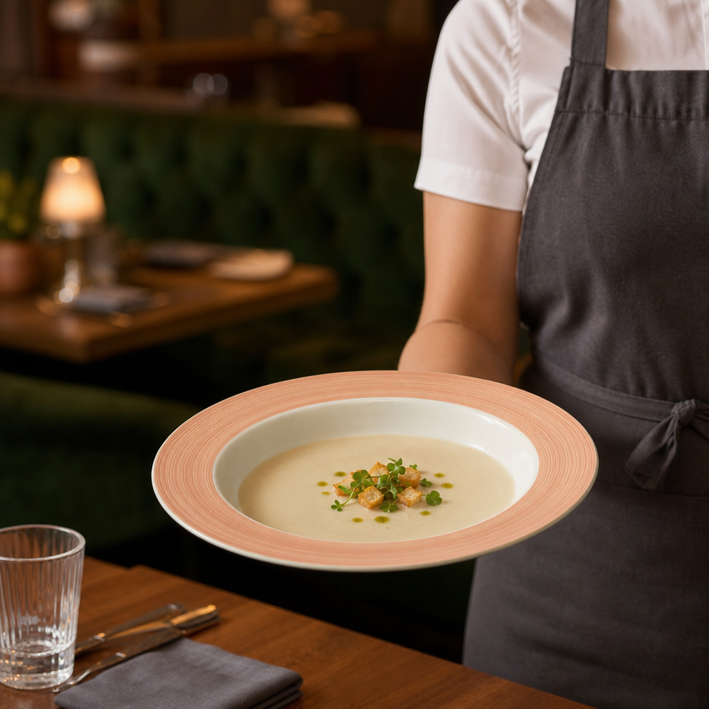 Porcelain Soup Plates 215mm in Pink for Casual Dining - Pack of 24