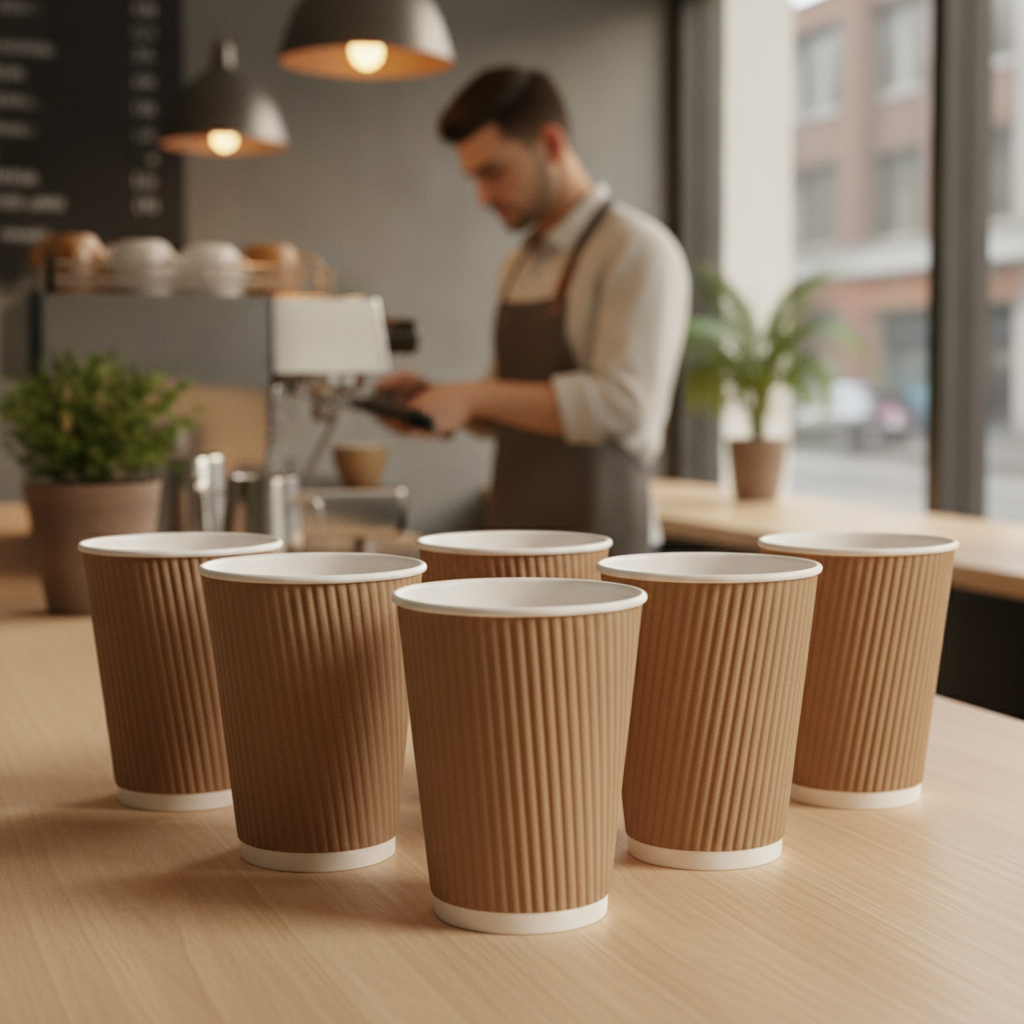 Cardboard Ripple Wall Coffee Cups 455ml for Takeaway Services (Pack of 500)