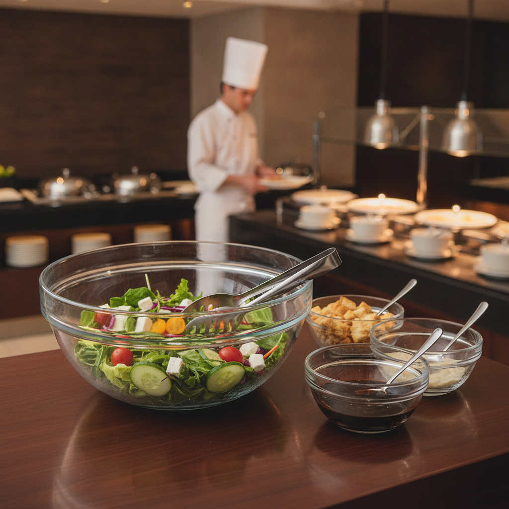 Glass Serving Bowl 230mm for Buffet Use