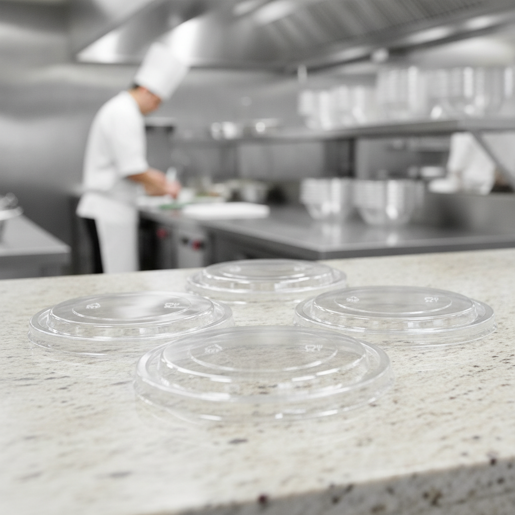 Clear PET Round Salad Bowl Lids for Deli Goods (Pack of 300)