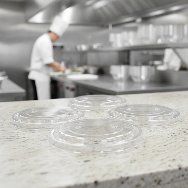Clear PET Round Salad Bowl Lids, PET, pack of 300