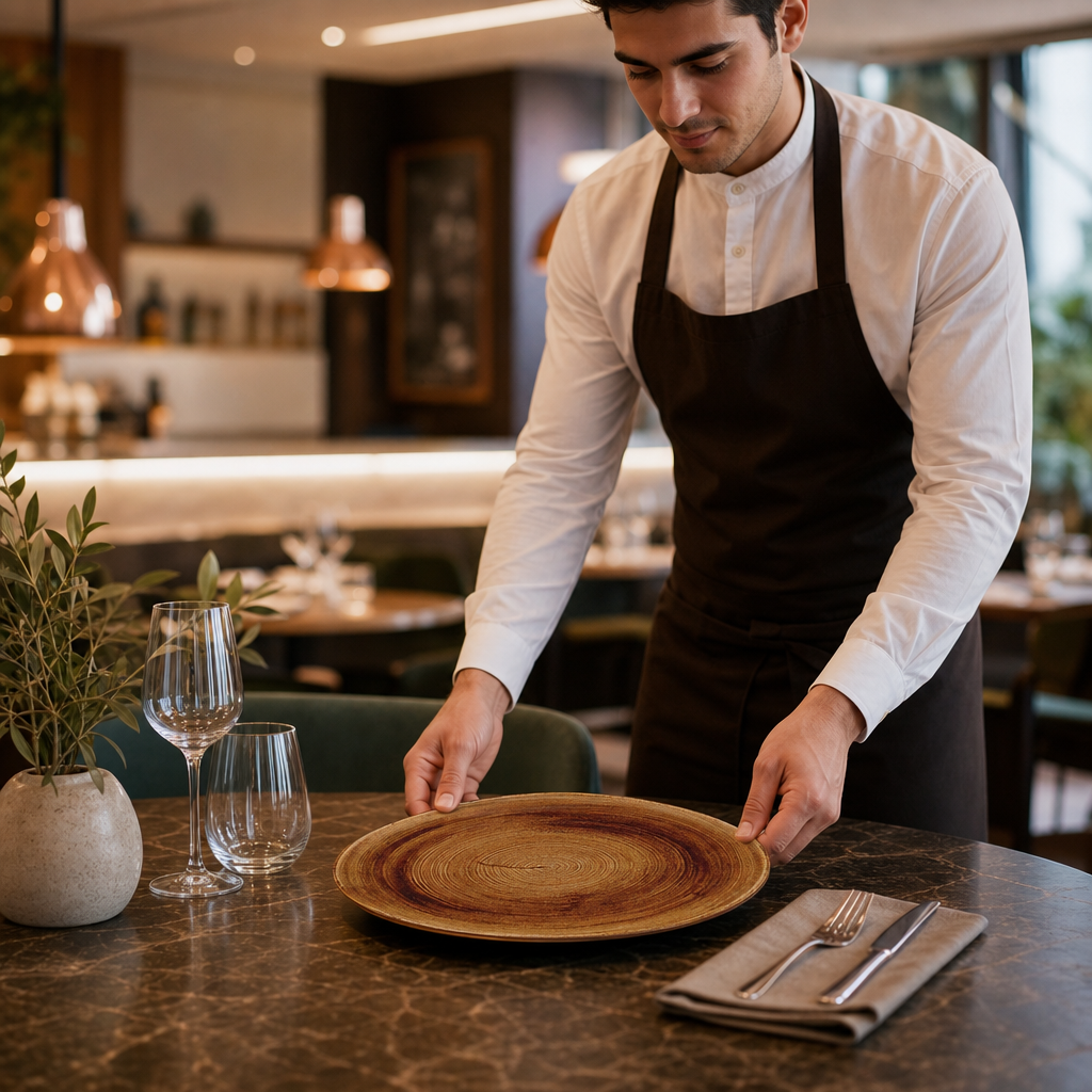 Organic Round Plates Vintage Copper Porcelain for Dining (Pack of 12)
