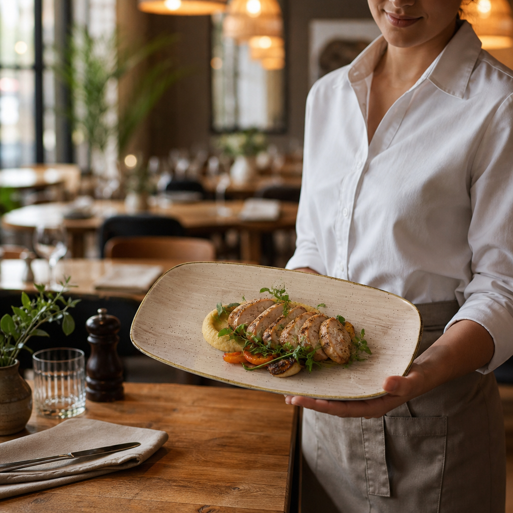 Vitrified Oblong Plates 298x152mm China for Dining (Pack of 12)