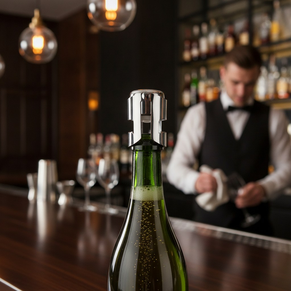 Chrome Champagne Stopper for Keeping Bubbles Fresh