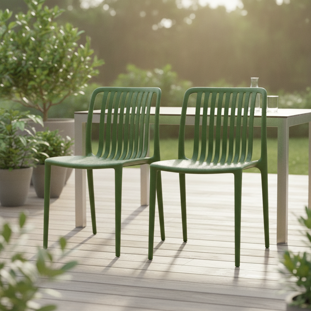 Polypropylene Forest Green Café Chairs 770mm for Outdoor Use (Pack of 2)