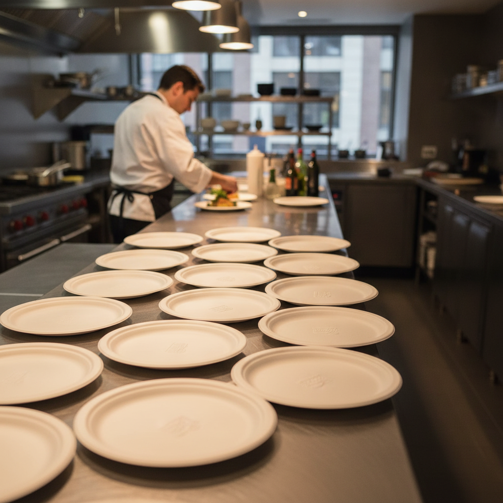 Fibre Moulded Plates 10in for Catering & Hospitality (Pack of 500)