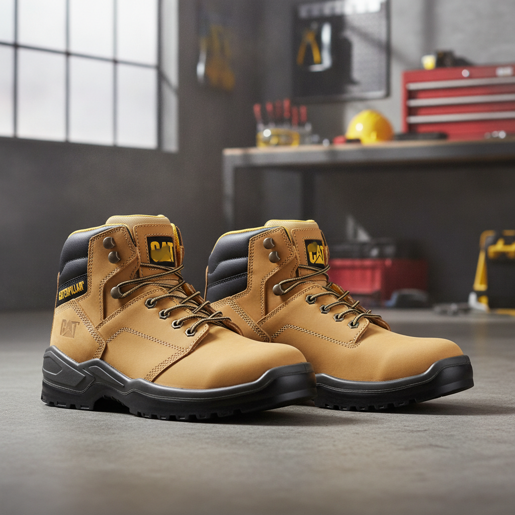 Leather Safety Boots with Steel Toe Caps for Workwear (Honey)