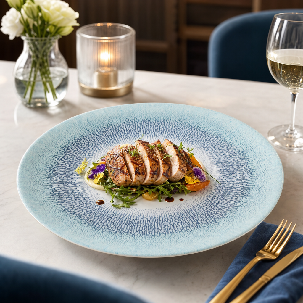 Coupe Plates 217mm Blue Vitrified Ceramic for Premium Food Presentation (Pack of 12)