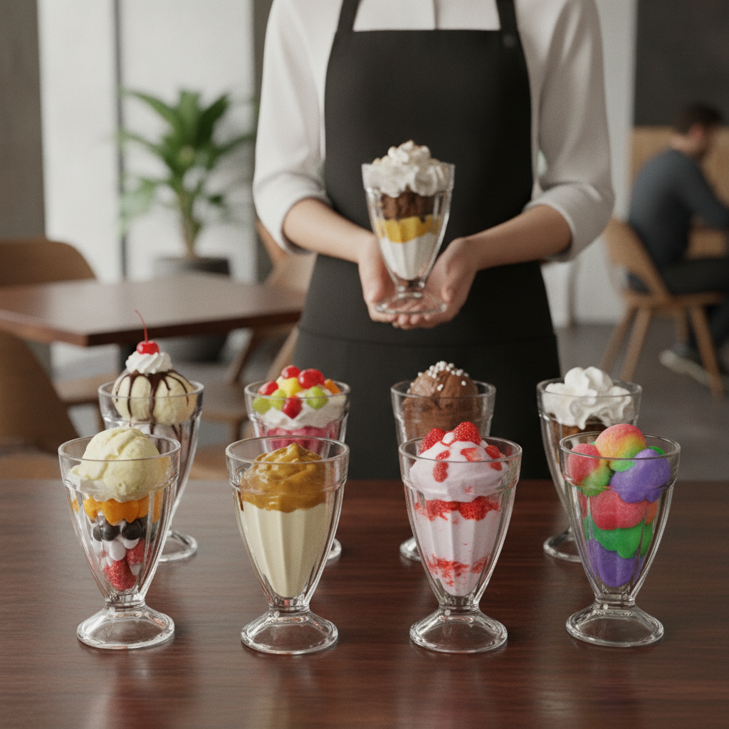 Glass Sundae Glasses 350ml for Dessert Presentation (Pack of 6)