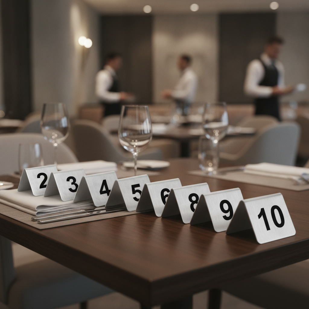 Stainless Steel Table Numbers for Restaurants & Pubs (Pack of 10)