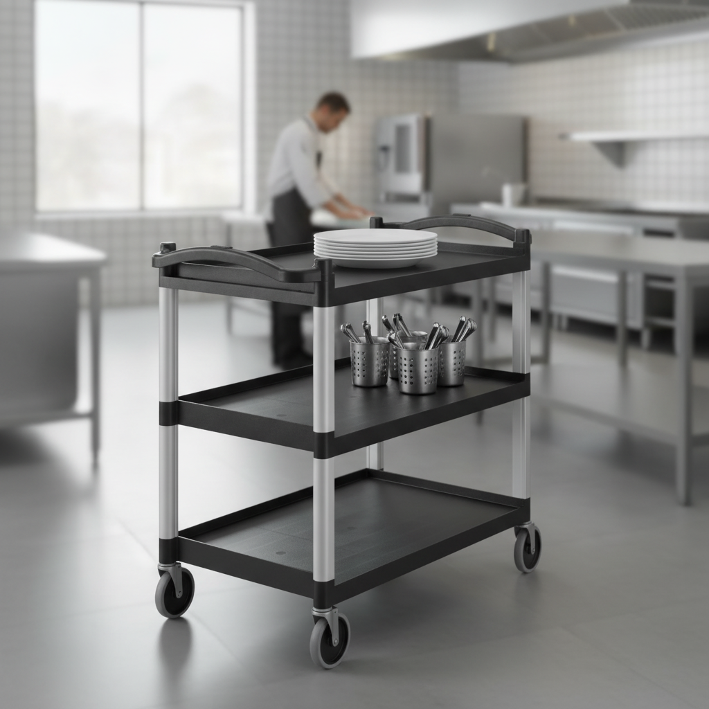 Polypropylene Three Shelf Utility Cart for Commercial Use
