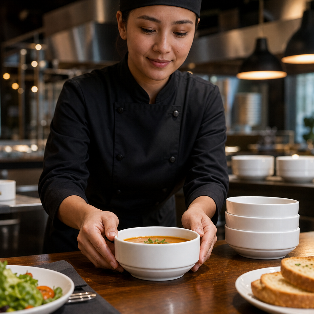Stackable Soup Bowls 110mm Porcelain for Catering Events (Pack of 12)