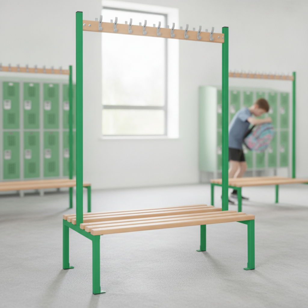 Powder Coated Steel Double-sided Island Seating for Schools & Gyms
