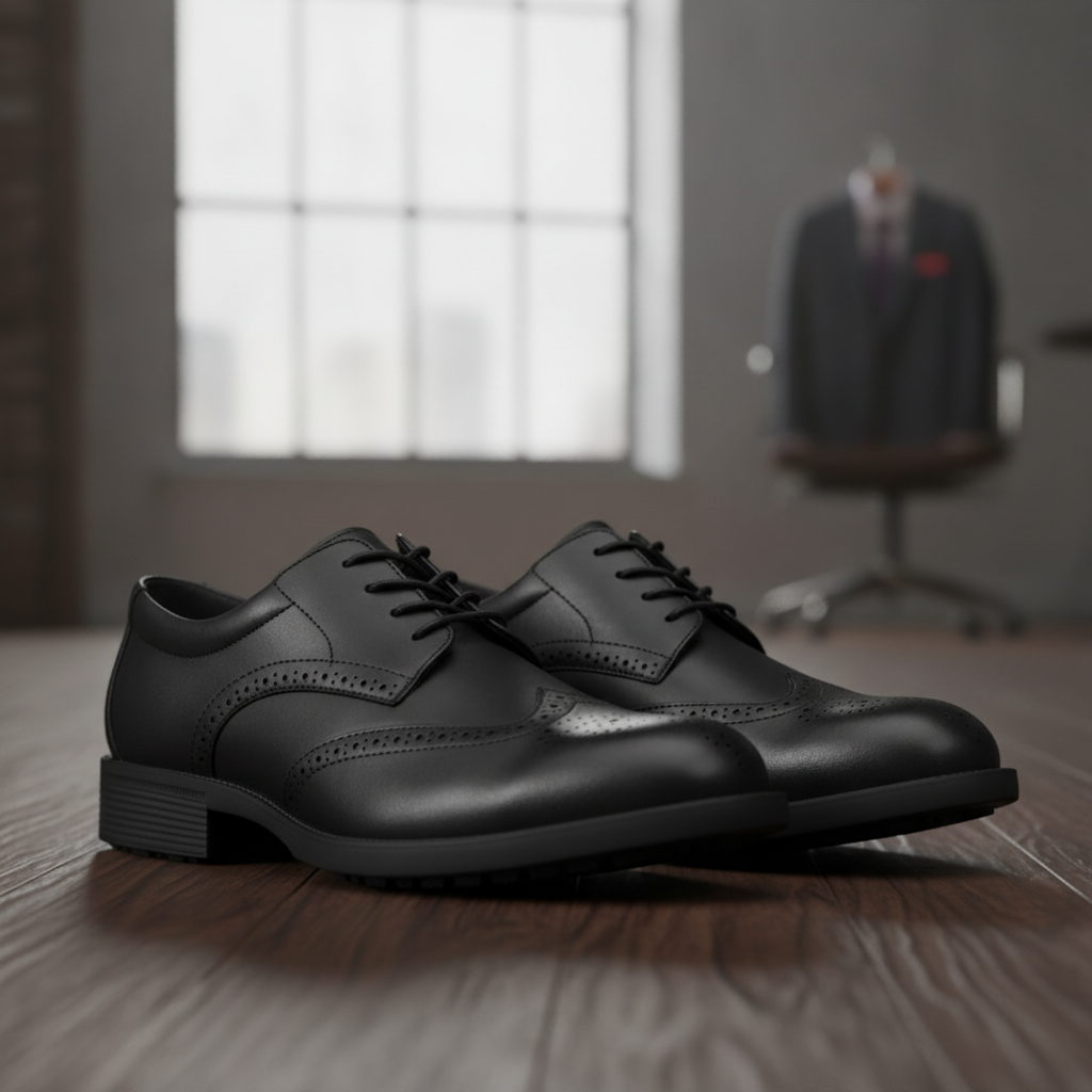 Leather Executive Wingtip Dress Shoes for Professional Use